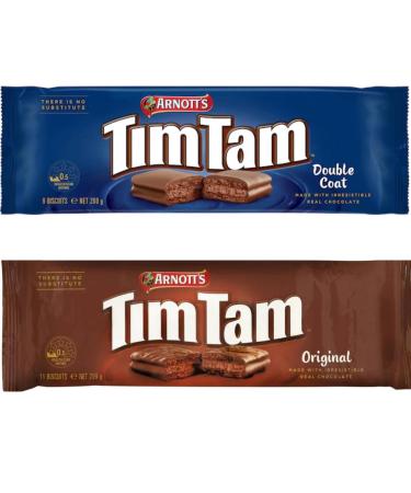 Tim Tams Biscuits Arnotts Biscuit Original Chocolate Double Coat Combo Pack of 2 x 200 gr Timtams Made in Australia Irresistible Chocolate Filling