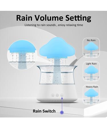 Cloud Rain Humidifier with Remote Control - 7 Color Changing Lights & Fountain Water Drop Sound - Essential Oil Diffuser for Home, Office, Bedside - White - Buy Online on GoSupps.com