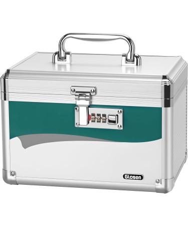 Medicine Lock Box with Combination Lock Medication lock box Small 10x6.7x6.7 Inch medicine safe lock box medical box organizer Silver Small-10in