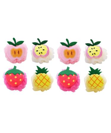 Healeved 8pcs Fruit Shape Bath Flower Bath Sponge for Mesh Pouf Bath Sponge Wash Pouf Sponge Puff Shower Poufs Bath Scrubber Shower Ball Bubble Maker Bath Ball 1 Count (Pack of 1)