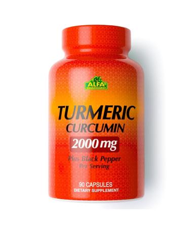 ALFA VITAMINS Curcumin Turmeric with Black Pepper Dietary Supplement That Supports Joint Health & Cardiovascular Wellness Enhanced Formula with Piper Nigrum for Improved Absorption 90 Capsules