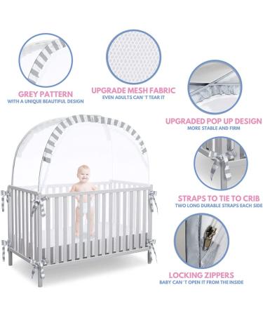 Baby Safety Pop up Crib Tent | Premium Crib Net to Keep Baby from Climbing Out | Upgraded Mesh Fabric | Protect Your Baby from Falls | Unisex Infant Crib Tent Net Gray - Buy Online on GoSupps.com