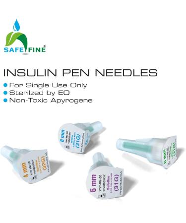 Safe Fine Insulin Pen Needles 4mm 32G - Painless Injection, Thin Wall Technology - 100 Pcs/Box - Buy Online on GoSupps.com