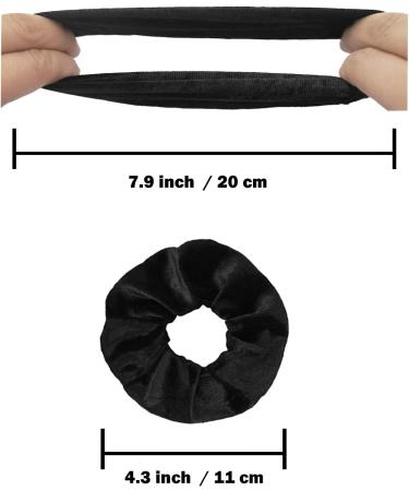 VENUSTE Black Scrunchies for Women Premium Velvet Scrunchy for Hair Elastic Thick Bands Soft Ropes Ponytail Holder Hair Accessories 12 Pack - Buy Online on GoSupps.com