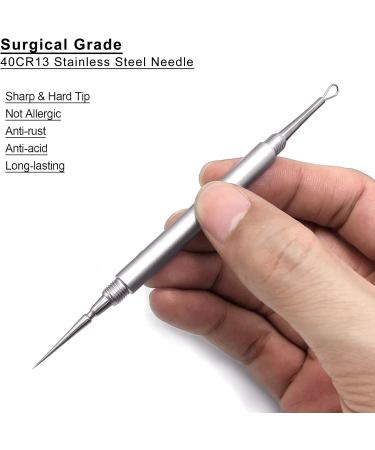 SG Nekoo Professional Facial Milia & Whitehead Removal Tool - Stainless Steel Double Ended Needle Tweezers for Blemish, Pimple & Acne - Silver Pack Of 1 - Buy Online on GoSupps.com