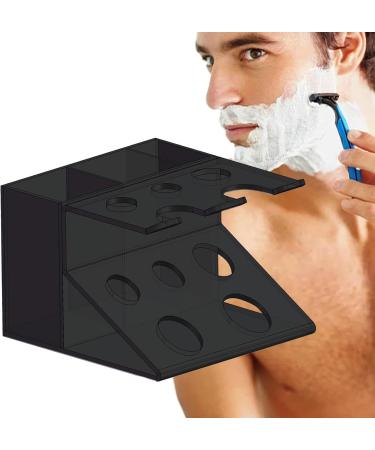 Premium Acrylic Razor Holder & Shaving Brush Organizer - Multifunctional Storage Stand for Razors Toothbrushes & Cosmetics - Black | International Shipping Available - Buy Online on GoSupps.com