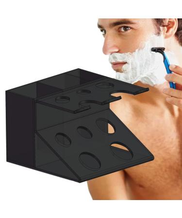 LNHGH acrylic rasier brushes acrylic organizer for razors |Transparent stand organizer for razors shaving stands with a large capacity for shaving brushes make-up brushes toothbrush razor black