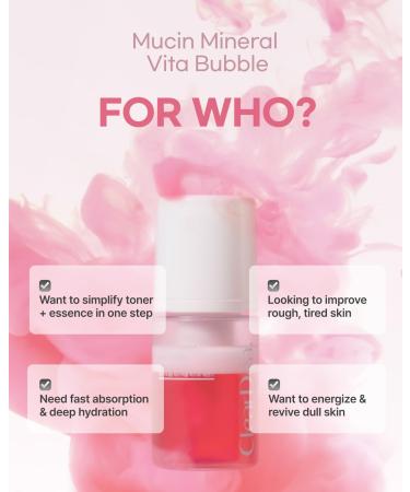 ClearDea Mucin Mineral Vita Bubble First Essence Duo with Micro-Bubble Formula and 2-in-1 Toner Serum Korean Beauty for Glass Skincare 60 ml x 2 Hydrating Firming Cream Best Glow Up Essentials - Buy Online on GoSupps.com