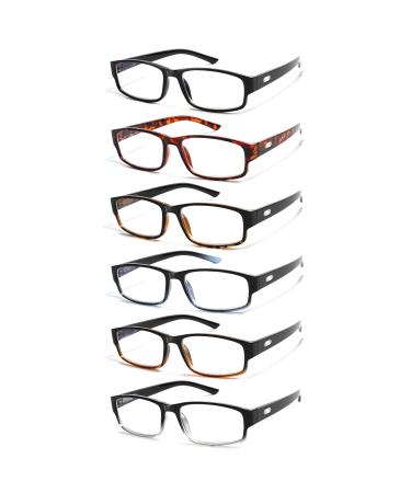 Cojwis 6 Pack Reading glasses for men women blue light filter glasses anti blue light PC Gaming fashion glasses visual aid reading aid (6 color 0.00 multiplier_x) 6 Mix color 0.0 x - Buy Online on GoSupps.com