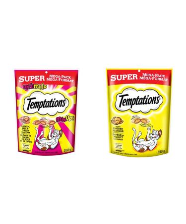 TEMPTATIONS Mix-Ups Cat Treats Beef Chicken Turkey 350g Pouch + TEMPTATIONS Adult Cat Treats Tasty Chicken Flavour 350g Cat Treats + Cat Treats Tasty Chicken