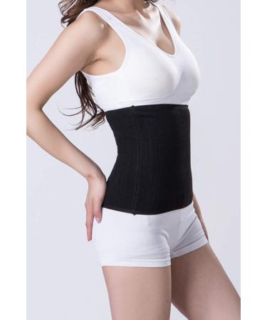 Ibluelover Elastic Abdominal Binder for Women Plush Warm Lower Waist Support Belt Breathable Slim Stomach Compression Wrap Belt Black-s