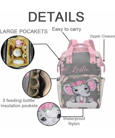 Personalized Pink Diaper Bag | Custom Waterproof Mummy Backpack | Nappy Bags for Travel & Daypack | Unique Gift for Moms & Girls - Buy Online on GoSupps.com