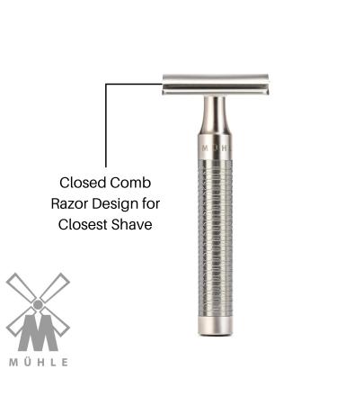 M HLE Rocca Series Stainless Steel Safety Razor | Silver Matt Finish - Closed Foam Edge - 1 Piece - Buy Online on GoSupps.com