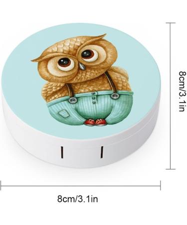 Cute Owl Round Case For Contact Lens Kit Storage Box with Mirror Printed - Buy Online on GoSupps.com