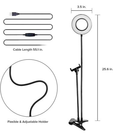 LS Photography Clip-on Selfie Ring Light Stand with Phone Holder - Flexible Arms for Video Photography and Desk Lamp - LGG775 (1-Pack) - Buy Online on GoSupps.com