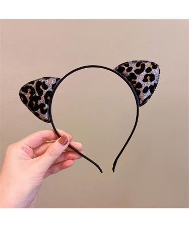 amangul Cute Leopard Print Animal Ear Headband Hair Clip Costume Supplies for Teenager Girl Adults Women Costume(Dark Brown) - Buy Online on GoSupps.com