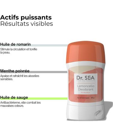  DR. SEA DR. SEA - Natural Aluminum-Free Deodorant with Lemon & Rosemary - Long-Lasting Protection Odor Control & Skin-Friendly - All-Day Freshness - 50g - Buy Online on GoSupps.com