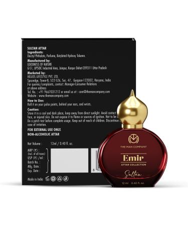 100% Alcohol-Free Attar Perfume For Men Sultan Emir Collection | Premium Long Lasting Sandalwood Liquid Fragrance | 35% Highly Concentrated Perfume Oil 12 Ml - Buy Online on GoSupps.com