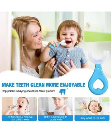 Silicone Baby Tooth Cleaner Brush | U Shape Teether Brush | Soft 360 Deep Cleaning for Toddlers (Blue - Buy Online on GoSupps.com