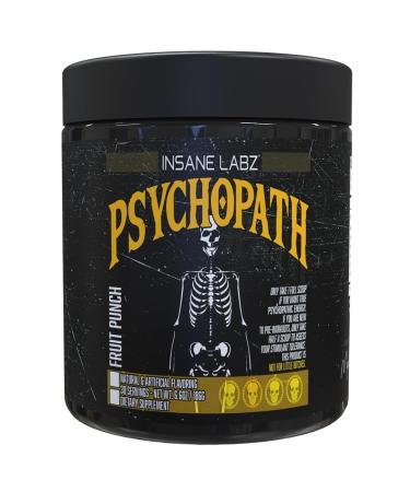 Psychopath High Stimulant Insane Energy Focus and Endurance Preworkout Powder with Panax Ginseng Rhodiola Red Sage Root & Rauwolfia (30 Fruit Punch) Fruit Punch 6.6 Ounce (Pack of 1)