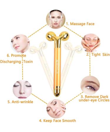 2-IN-1 Electric Gold Face Massager Roller | Instant Face Lift & Anti-Wrinkle | T Shape Arm Eye Nose Head Massager - Buy Online on GoSupps.com