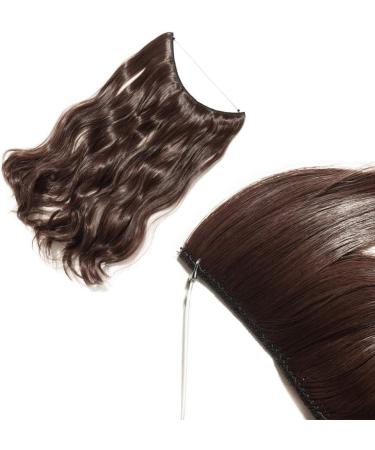 Wire in Hair Extensions No Clip in Curly Wavy Hairpieces Invisible Natural Hair Extension 20" - Medium Brown - Buy Online on GoSupps.com