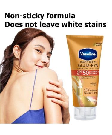 Vaseline Healthy Bright Gluta-HYA Serum Sunscreen SPF50 PA+++ - Luminous Face & Body Lotion 260ml | International Shipping Available - Buy Online on GoSupps.com
