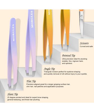 MORGLES Tweezer Set with Nail Clippers - Professional 9 Pack Kit for Women and Men with Leather Travel Case - Buy Online on GoSupps.com