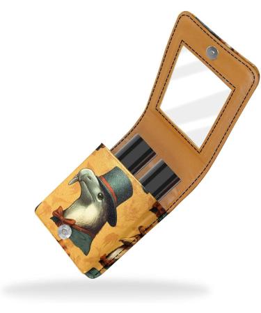 Travel Lipstick Organizer Case | Portable Makeup Bag with Mirror | Animal Cormorant Art Pattern V523e3sylu - Shop Now - Buy Online on GoSupps.com