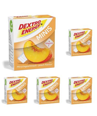 Dextro Energy Minis Peach |50g dextrose tablet |Quickly available glucose in a practical clickbox |Suitable for everyday life & sports (pack of 5) 50 g (5 Pack) peach 1 x 50g
