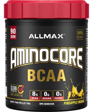 Allmax Aminocore Pink Lemonade 945g & Nutrition - Aminocore BCAA - 8g BCAAs - 100% Pure Branch Chained Amino Acids - Gluten Free - Pineapple Mango - 945 Gram - Buy Online on GoSupps.com