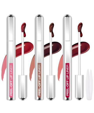 Jutqut 3 Colors Peel Off Lipstick Waterproof Lipstick Long Lasting Natural Matte Finish High Pigment Lipstick for Women