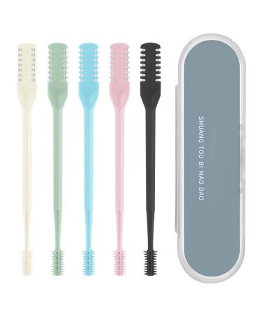 KMZ 5PCS Manual Nose Hair Trimmer 360 Degree Degree Rotating Double Sided Nose Hair Knife Washable Portable Nasal Hair Cutter Nostril Hair Trimmer for Men and Women