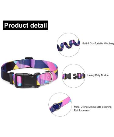 Suredoo Adjustable Soft Nylon Dog Collar for Small to Medium Dogs - Purple Geometry Comfort Fit (S: 25-40 cm Neck) - Buy Online on GoSupps.com