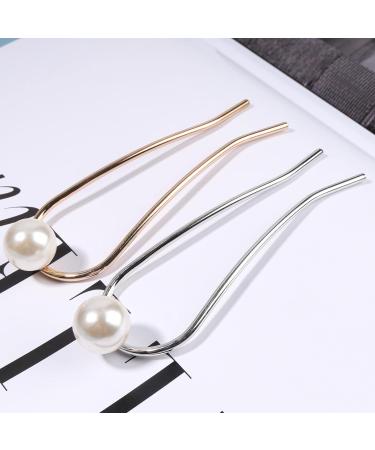 Yheakne Vintage Pearl Hair Clip - Gold Brass U-Shape Hairpin & Dutt Holder for Women & Girls - Buy Online on GoSupps.com