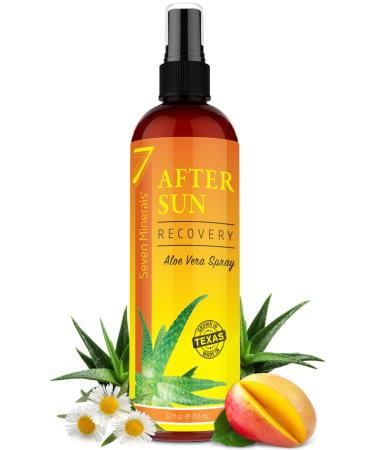 NEW After Sun Solar Recovery Spray with Aloe Vera - For Skin & Face with Instant Sunburn Relief. Unlike Regular Aftersun Spray  Ours Is Made From Freshly Cut Texas Aloe. With Mango & Chamomile (12 Oz)