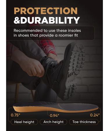 Puncture Resistant Work Insoles - Nail Proof Steel Toe Inserts for All-Day Comfort - Flat Feet Support for Men & Women - Size S (10-11 Men / 11-12 Women) - Yellow - Buy Online on GoSupps.com