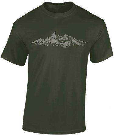 Hiking T-Shirt Men : Alpine Peaks - Climbing T-Shirt Men - Gift for Hiking Friends - Mountaineering Equipment (Army XL)