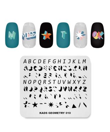 Nail Stamping Plate Fashion Geometry Words Letters Stars Patterns Theme Multi-Pattern Stamp Print Image Stamp Template Nail Art for Nail Design 2#
