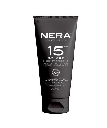 NERA Pantelleria SunShield SPF 15 Emollient Sun Protection Lotion 100ml: Medium Protection Water-Resistant Nourishing Vitamin Enriched Anti-Aging. Complete UVA/UVB Defense Sunscreen Lotion