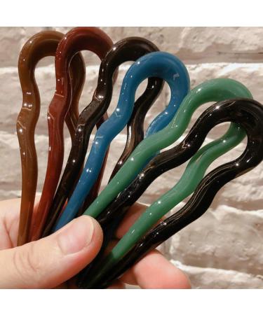 5Pcs Hair Resin U Shape Hair Stick - Decorative Wave Chignon Hairpins for Women | International Shipping Available - Buy Online on GoSupps.com