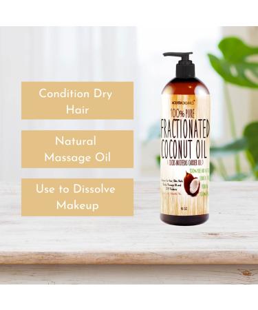 Molivera Organics Fractionated Coconut Oil 16 oz - 100% Pure MCT Oil for Hair, Skin & Massage - Premium Grade A Carrier Oil - UV Resistant BPA Free Bottle - Great for DIY - 16 Fl Oz - Buy Online on GoSupps.com