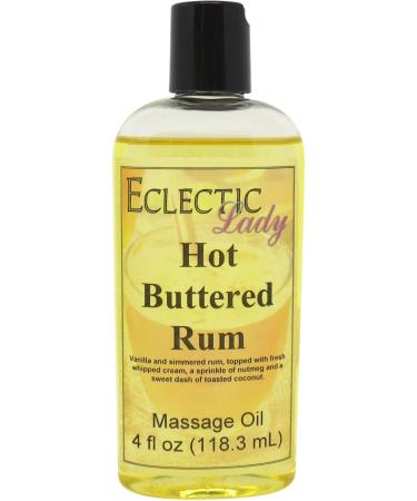 Hot Buttered Rum Massage Oil 4 oz With Sweet Almond Oil and Jojoba Oil Preservative Free Perfect for Aromatherapy and Relaxation 4 Ounce
