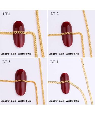 Gold Nail Chain 3D Decoration Charms - 8 Strips, 50cm Glitter Design Metal Punk Studs Jewelry Accessory for Women DIY Manicure - Buy Online on GoSupps.com