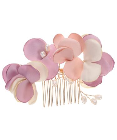 DOITOOL Bridal Headwear Bridal Flower Hair Comb Pearl Veil Flower Hair Accessories Bridal Hair Clip Wedding Tiara Crystal Hair Comb Rhinestone Hair Comb Floral Hair up Fabric Bride French