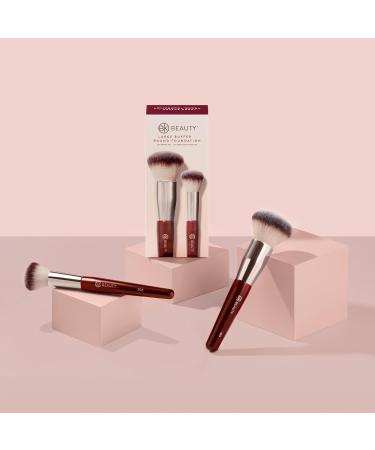 BK BEAUTY Large Buffer & Round Foundation Brush Set - 2PC | Professional Makeup Brushes for Liquid Cream Powder & Blush | Premium Tools for Flawless Application - Buy Online on GoSupps.com