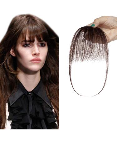 Clip in Fringe Bangs Human Hair Extensions #2 Dark Brown