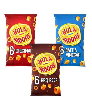 Crisps Bundle Consisting of Hula Hoops Salt & Vinegar Multipack Crisps 6 x 24g BBQ Beef Multipack Crisps 6 x 24g and Original Multipack Crisps 6 x 24g (3 Pack) - Buy Online on GoSupps.com