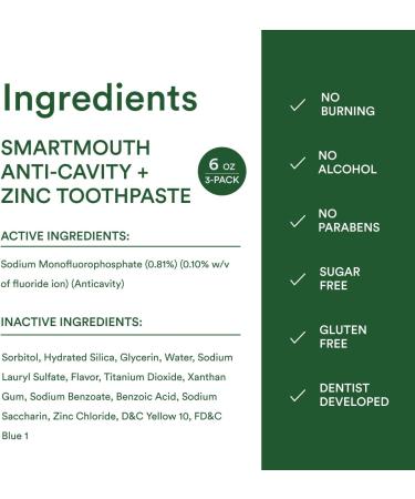 Smartmouth Dentifrice Rafra chissant Tube Menthe 6 Onces (Paquet De 3) - Buy Online on GoSupps.com