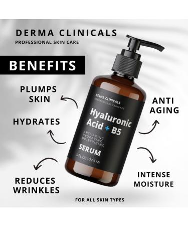 Hyaluronic Acid Serum with Vitamin B5 Anti-Aging Hydrating facial Serum Plumping Lightweight Fast Absorbing - 8oz - Buy Online on GoSupps.com